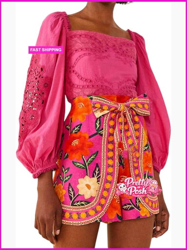 Boho Wrap Skort High Waist Mini Flowy Floral Skirt Shorts For Summer